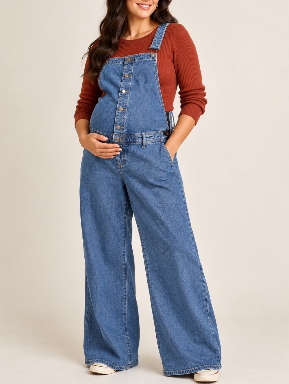 Isabel By Ingrid Blue Denim Jean Maternity Overalls Size 16 XL Wide Leg Pants